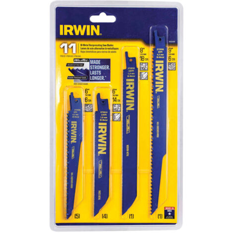 Irwin IRW4935496 11-Piece Bi-Metal Reciprocating Saw Blade Set for Reciprocating and Sabre Saws