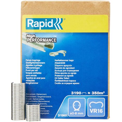 Rapid VR16 Fence Hog Rings Pack 3190 Galvanised Boxed RPDVR16GA319