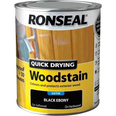 Ronseal Quick Drying Woodstain Satin Ebony 750ml RSLQDWSE750