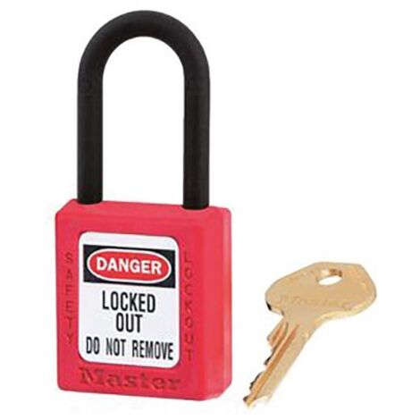 Master Lock 406RED Thermoplastic Dielectric Lockout Tagout Padlock with Nylon Shackle, 38mm (Zenex) (1/5)