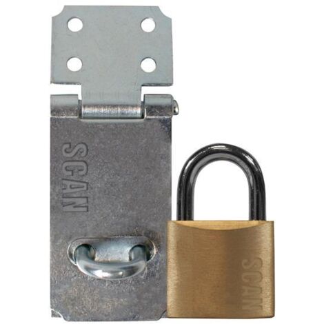 Scan YS-0003-64 Hasp and Staple Set with 64mm and 40mm Padlock, Includes 3 Keys (1/2)