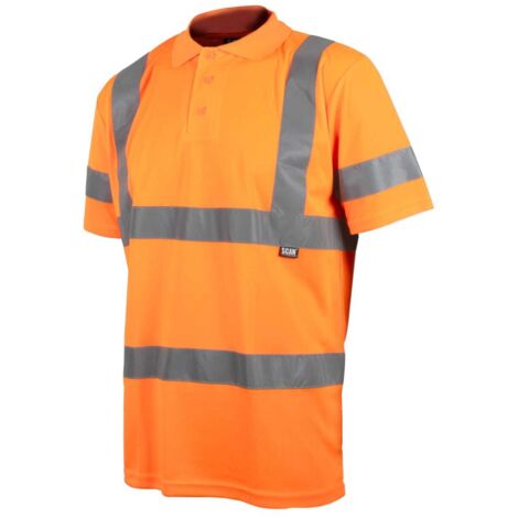 Scan Hi-Vis Polo Shirt Orange L 42in 100% Polyester SCAHVPSLO