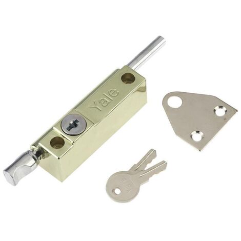 Yale Locks 720124005166 P124 Door Push Bolt Brass Finish Visi YALP124PB (1/3)