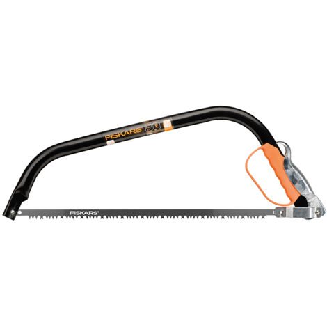 Fiskars 62-inch (21-inch) Green Wood Cutting Bow Saw with Fixed Blade, High-Quality Steel, Includes Plastic Blade Protector, Black and Orange