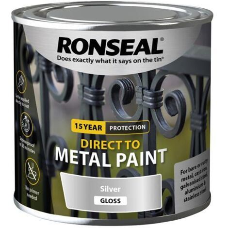 Ronseal Direct to Metal Paint Silver Gloss 250ml RSLDTMSG250