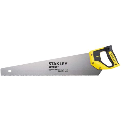 Stanley Jet Cut Fine PVC Scissors – 550mm Long, Ergonomic Bimaterial Handle, Precise 45° and 90° Markings, 11 TPI for Fast Cutting and Fine Finish