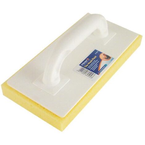 Vitrex tile wash float with heavy-duty foam sponge 280 x 140mm – Lightweight design for cleaning large areas – Tool dimensions 284 x 103 x 142mm (1/3)