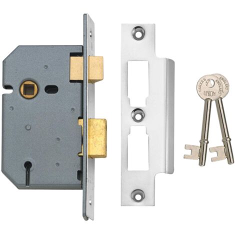 Union 2277 3-Lever Mortice Sashlock in Satin Chrome Finish, 77.5mm (3-inch) Boxed Security Lock (1/2)