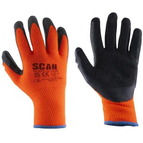 5 Pairs Scan Knitshell Thermal Gloves Orange Black XL Size 10 SCAGLOKSTH5X