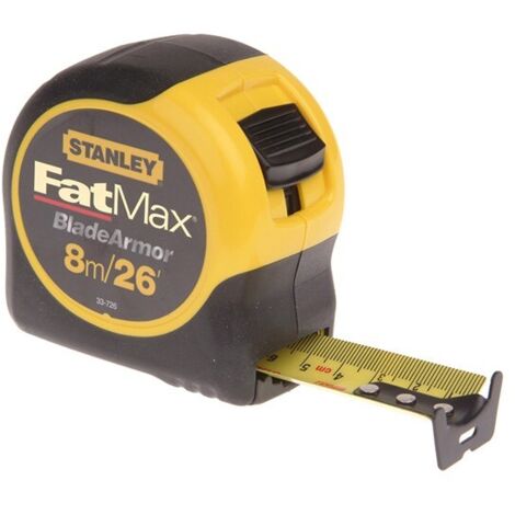 Stanley FatMax 8M/26FT Tape Measure with Blade Armor – Metric and Imperial, Model 0-33-726