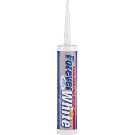 Everbuild Forever White Silicone Sealant – Waterproof, Anti-Mould, Flexible, 290ml/295ml Cartridge for Sanitary and General Use