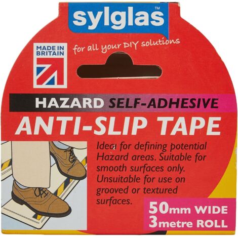 Premium Black & Yellow Anti-Slip Tape 50mm x 3m by Sylglas – Hazard Warning Non-Slip Safety Tape