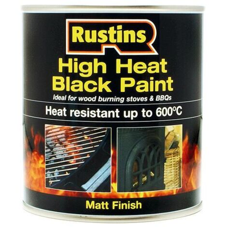 Rustins High Heat Black Paint 600°C, 500ml – Fast-Drying, High-Temperature Resistant Decorative Coating