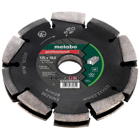 Metabo Tungsten Carbide Grooving Cutter, 125 mm Diameter, 22.23 mm Shank Diameter, 1 Piece