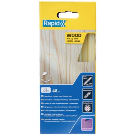High-Strength 12mm Wooden Bonding Glue Sticks – 48 Pieces, Ø12 x 190mm, Yellowish Color, Suitable for Woodworking, 880g Pack
