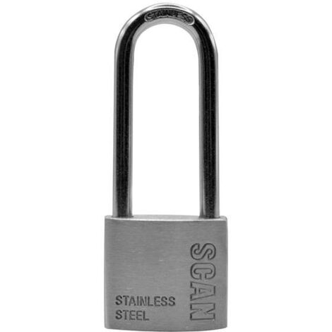Scan ZB111-38L Stainless Steel Padlock 38mm Long Shackle SCAPLSS38LS
