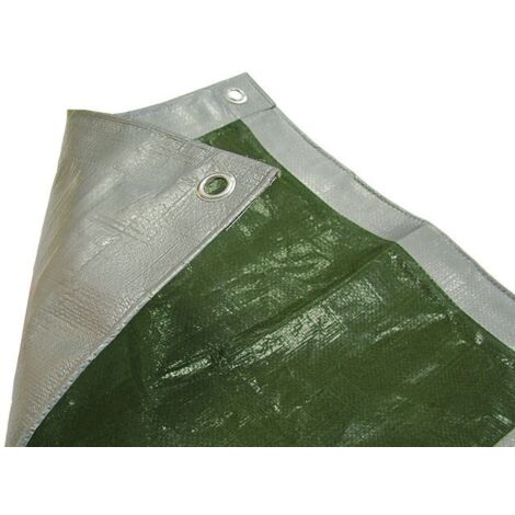 Faithfull Green and Silver Heavy-Duty Tarpaulin, 3.6m x 2.7m (12ft x 9ft), 80gsm, Model FAITARP129