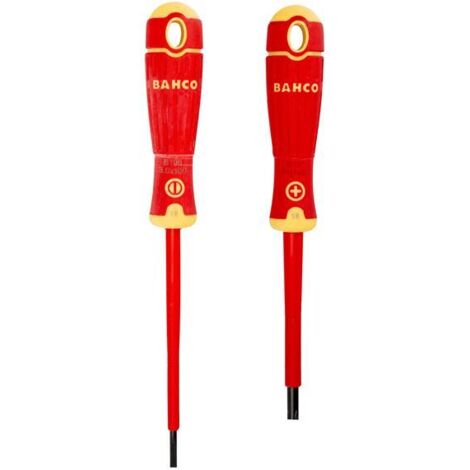 BahcoFit Insulated Screwdriver Set, 2-Piece with Multi-Component Handles for Slotted and Phillips Screws, VDE Certified