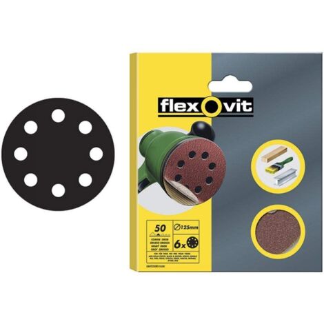 Flexovit Hook & Loop Sanding Discs 115mm Coarse Grit 50G (Pack of 6) (1/2)