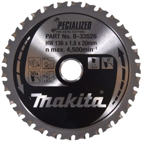 Makita Circular Saw Blade TCT for Metal, 136mm x 20mm, 30 Teeth, Special High-Speed Steel Cutting Blade