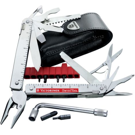 Victorinox SwissTool Plus Multi-Tool with Leather Case – Swiss Made, Includes 29 Functions