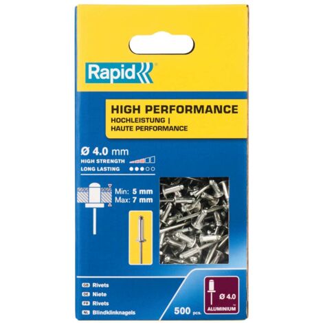 High-Performance Aluminum Rivet Box (500 Pieces) Ø4x10mm – Rapid 5001433