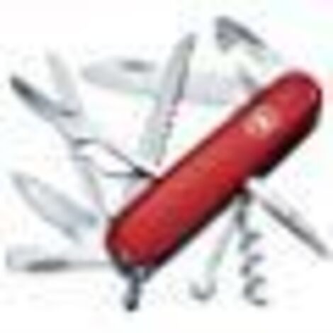Victorinox Huntsman Swiss Army Pocket Knife with 15 Functions, Includes Scissors and Wood Saw, 91mm Red Multi-Tool for Camping