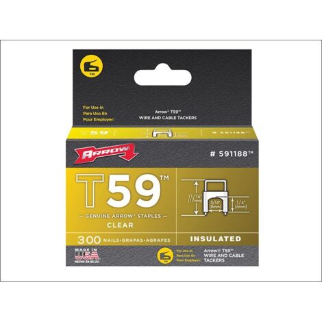Insulated T59 Cavaliers Clips - Pack of 300, 17mm Length for 8mm Diameter Cables