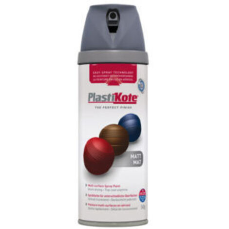 PlastiKote Twist & Spray Premium Matt Grey Spray Paint - 400ml (Coverage: 2.23m²)