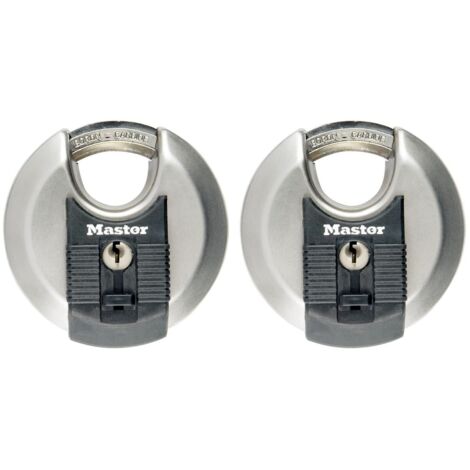 Master Lock M40EURT Set of 2 Stainless Steel Disc Padlocks – 70mm Heavy-Duty Security Locks