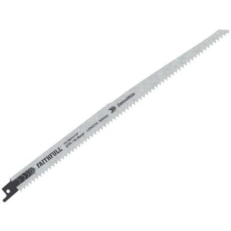 Faithfull S1411DF Bi-Metal Demolition Sabre Saw Blades, 300mm Length, 6 TPI, Pack of 5 (1/2)