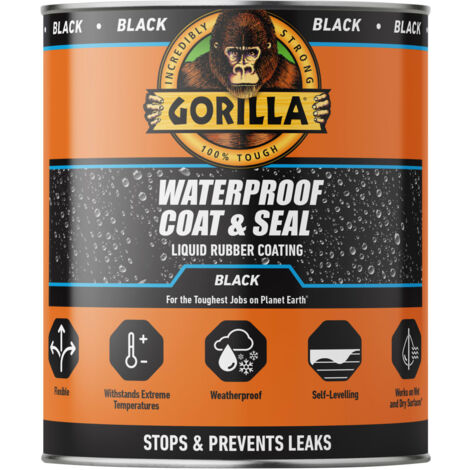 Gorilla Glue 114563 Waterproof Coat & Seal Liquid Rubber Coating Black 473ml