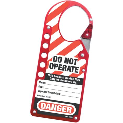 Master Lock 427 Snap-On Hasp Lockout Label with Labelled MLKS427 for Safety and Security (1/2)