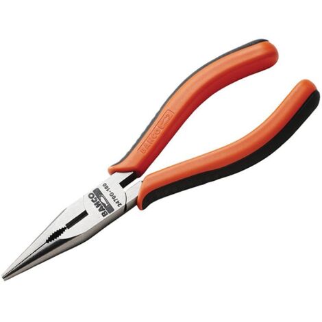 Bahco 165mm Flat Nose Pliers with Dual-Component Handles, Painted Finish