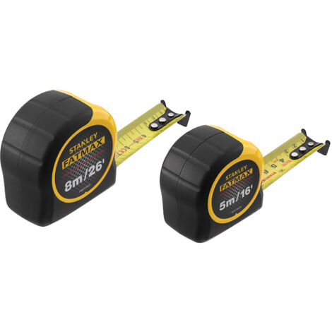 Stanley FatMax Classic Tape Measure Twin Pack (5m/16ft and 8m/26ft, 32mm Width)