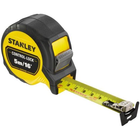 Stanley Control-Lock Pocket Tape Measure – 5m / 16ft, 25mm Width, Magnetic Locking Mechanism