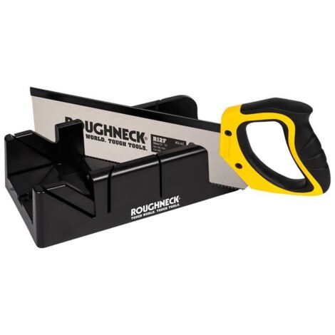 Roughneck Mitre Box and Hardpoint Tenon Saw Set – 300mm (12-inch) Precision Cutting Kit (1/2)