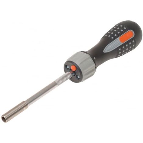 Bahco – Lightweight ratchet screwdriver 808050L with LED light – 1/4 inch – Magnetic tip for easy bit changes – Ergonomic tri-material handle (1/4)