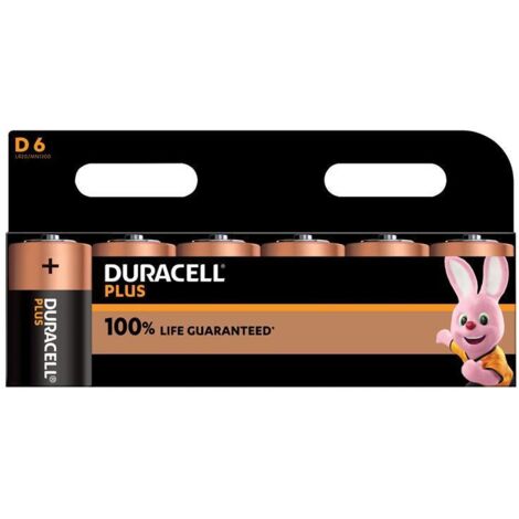 Duracell S18716 D Cell Plus Power +100% Batteries (Pack 6) DURD100PP6