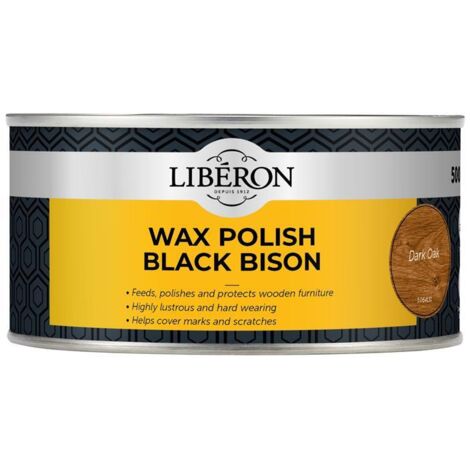 Liberon Black Bison Dark Oak Wax Polish - 500ml for Furniture and Wood Finishing