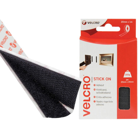 VELCRO Brand 60211 VELCRO Brand Stick On Tape 20mm x 1m Black VEL60211