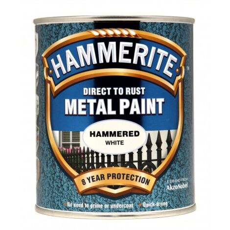Hammerite Direct to Rust Hammered Finish Metal Paint White 750ml HMMHFW750