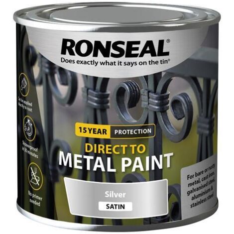 Ronseal Direct to Metal Paint Silver Satin 250ml RSLDTMSS250