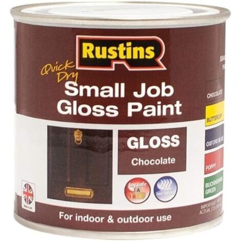 Rustins Quick Dry Small Job Gloss Paint in Chocolate - 250ml, Fast-Drying, Ideal for Small Projects