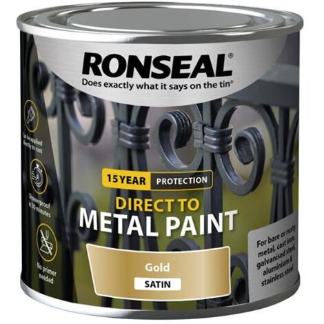 Ronseal Direct to Metal Paint Gold Satin 250ml RSLDTMGS250