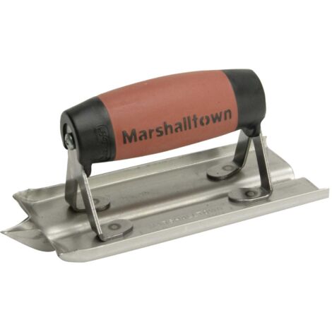 Marshalltown M180D Stainless Steel Groover Trowel with DuraSoft® Handle, 6 x 3 Inches