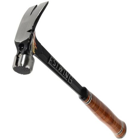 Estwing E19SM 19oz Ultra Series Straight Claw Framing Hammer with Milled Face, Leather Grip, and 400mm Length
