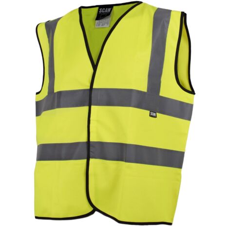 High-Visibility Yellow Waistcoat for Men - XXXL (56-inch) with Reflective Strips, Model OC-166-XXXL