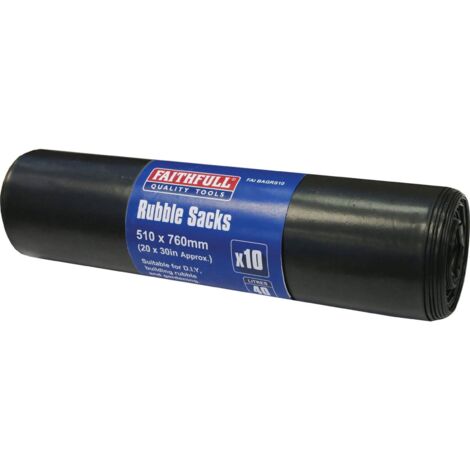 Faithfull Black Rubble Sacks - Pack of 10 (Roll 10) FAIBAGRS10 (1/4)