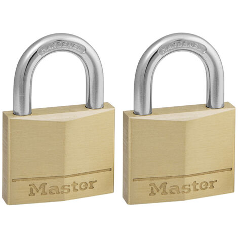 Master Lock 140EURT Solid Brass 40mm Padlock 4-Pin - Keyed Alike x 2 MLK140T